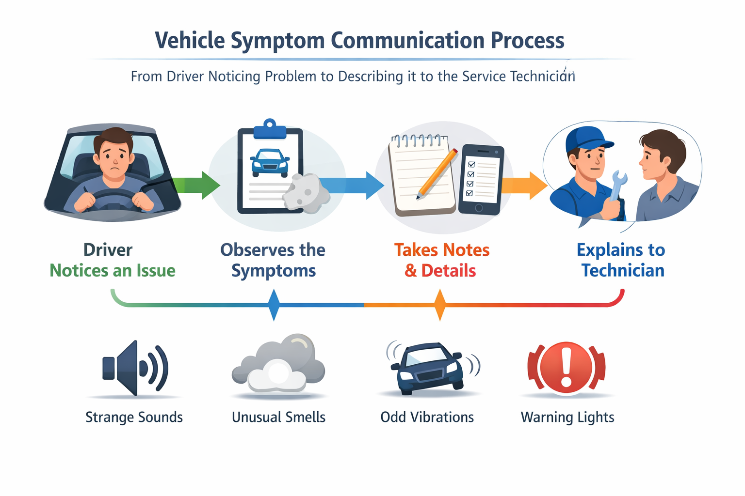 Arac belirtilerini servise iletme akis semasi